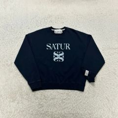 SATUR アップリケ ブラックスウェット韓国 - メルカリ