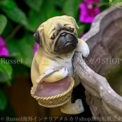 動物モチーフのパグ オブジェ ガーデンオーナメント  装飾品 アート おしゃれ お洒落 かわいい ガーデニング 庭 インテリア プレゼント 未使用 amのサムネイル