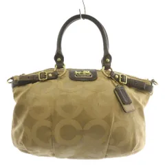 コーチ COACH オプアート ハンドバッグ ワンショルダー 2WAY キャンバス レザー 総柄 ロゴ ゴールド金具 ベージュ 茶色 ブラウン 18650 /XZ ■GY11