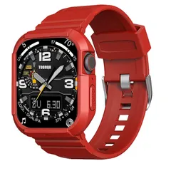Series iwatch SE 長さ調節 傷防止 耐久性 耐衝撃 落下防止 軍用グレードの保護 二重構造 TPU PC カバー 第2世代/SE/6/5/4/3/2/1対応-レッド ケース アップルウォッチ アップルウォッチ 38mm 40mm 41mm バン