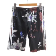 アディダスオリジナルス adidas originals 美品 ショートパンツ S 黒 ブラック 花柄 サイドライン イージー /SJ