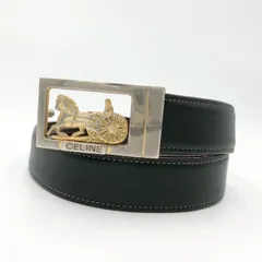 セリーヌ CELINE 馬車金具 レザーベルト ブラック シルバー ゴールド 中古のサムネイル