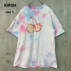 KIRSH キルシー 1 ビッグチェリー タイダイ 染め 半袖 Tシャツ カットソー トップス ロゴ 刺繍 韓国 ファッション ストリート 派手 奇抜 個性的 目立つ 総柄 さくらんぼ ピンク パープル 紫 桃色 絞り染め ★ ■◆のサムネイル