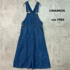 CIMARRON シマロン F デニムブルー サロペット スカート ジャンパースカート オーバーオール デニムワンピース ロング マキシ丈 綿 麻 混合 Aライン カジュアル インディゴ 5198067 バックシャン ★ ■◇ ★ ■◆
