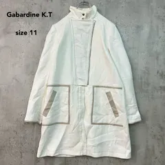 Gabardine K.T ギャバジンケーティー 11 オフホワイト系 アシンメトリー ジップアップ ロングコート ハイネック 変形デザイン 異素材 切替 麻 リネン 混 ファイブフォックス 日本製 大きいサイズ 比翼仕立て スプリングコート ★ ■◇のサムネイル