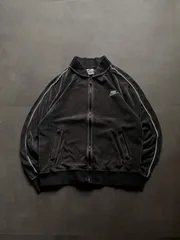 NIKE ベロア トラックジャケット L ブラック 刺繍ロゴ ジャージ パイピング