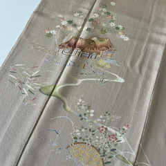 付下げ 金駒刺繍 裄66 友禅 縮緬 上品な染め 紋無し 正絹 着物 MK-7175