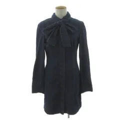 ザラ ZARA リボンタイデニムワンピース 6929/286/443 長袖 ひざ丈 コットン ブルー 青 XS