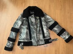 meridian デニム×ゴブラン ビッグカラー ジャケット ブラック - メルカリ