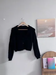 ブラック アンゴラ カーディガン