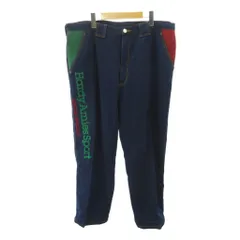 ハーディエイミス HARDY AMIES 美品 ヴィンテージ パンツ テーパード ジップフライ ロゴ 刺繍 切替 100 青 ブルー 0419のサムネイル