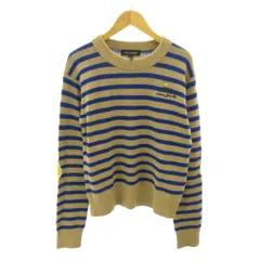 マークジェイコブス MARC JACOBS ニット セーター ボーダー エルボーパッチ フラワー ウール カシミヤ混 S ベージュ 青 ブルー 0420 ■MNK7のサムネイル