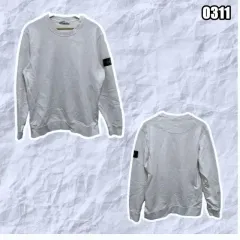 XL ストーンアイランド 白 クルーネック ワッペン スウェット シャツ