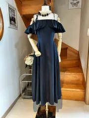 オフショルダー フレア ロング ワンピース ブラック
