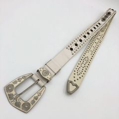 Diablo ディアブロ　ホワイトレザーベルト スタッズ付き ディアブロ ホワイトクリスタルスタッズベルト - メルカリ