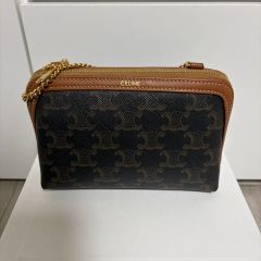 CELINE チェーンクラッチ トリオンフキャンバス&ラムスキン - メルカリ