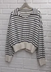 A4129 カラーネック クロップド Tシャツ