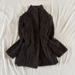 vintage fur coat スタンドカラー ファーコート リブ もこもこ ダークブラウンのサムネイル