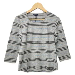 Burberry LONDON(バーバリーロンドン) 七分袖Tシャツ サイズ2 M レディース美品  - グレー×ダークグレー×ブルー ボーダー