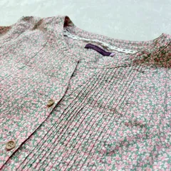 【美品】 earth music&ecology （アースミュージックアンドエコロジー） 小花柄シャツワンピース ロングワンピース 七分袖 コットン100% 総柄 リバティ風 森ガール レディース Ｍサイズ