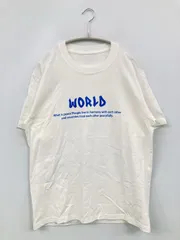 Tシャツ/カットソー ホワイト 前面プリント ミドル丈 半袖 クルーネック(丸首)