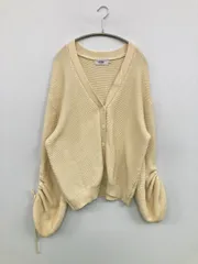 AZUL by MOUSSY アズールバイマウジー カーディガン/ボレロ M アイボリー コットン ニット ナイロン 無地 リボン ミドル丈 長袖