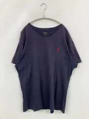 Polo Ralph Lauren ポロラルフローレン Tシャツ/カットソー L ネイビー 無地 ワンポイント ブランドロゴ 刺繍 ミドル丈 半袖 クルーネック(丸首)
