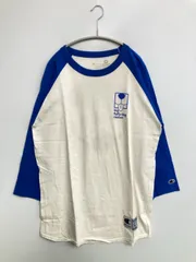 Champion チャンピオン Tシャツ/カットソー L ホワイト 前面プリント バックプリント ブランドロゴ ミドル丈 半端袖 クルーネック(丸首)