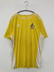 adidas アディダス Tシャツ/カットソー M イエロー 無地 バックプリント ブランドロゴ ミドル丈 半袖 クルーネック(丸首)