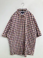 TOMMY HILFIGER トミーヒルフィガー シャツ/ブラウス 18 34-35 ネイビー コットン チェック柄 ミドル丈 半袖 ボタンダウン レギュラーカラー