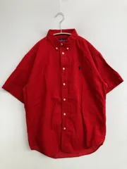 Ralph Lauren ラルフローレン シャツ/ブラウス XL (20) レッド コットン コーデュロイ 無地 ワンポイント ブランドロゴ ミドル丈 半袖 ボタンダウン