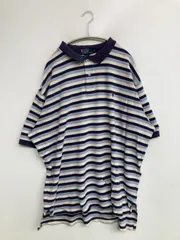 Polo by Ralph Lauren ポロバイラルフローレン ポロシャツ XXL ブルー ボーダー柄 ワンポイント ブランドロゴ 半袖