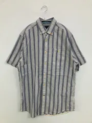 TOMMY HILFIGER トミーヒルフィガー シャツ/ブラウス S/P ブルー コットン ストライプ柄 ワンポイント ブランドロゴ ミドル丈 半袖 ボタンダウン