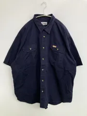 Carhartt カーハート シャツ/ブラウス 2XL ネイビー コットン 無地 ワンポイント ブランドロゴ 半袖 ミドル丈 レギュラーカラー