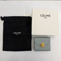 CELINE セリーヌ トリオンフ 財布 スカイブルー シルバーロゴ - メルカリ