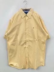 TOMMY HILFIGER トミーヒルフィガー シャツ/ブラウス L イエロー 無地 ワンポイント ミドル丈 半袖 ボタンダウン
