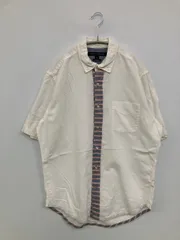 TOMMY HILFIGER トミーヒルフィガー シャツ/ブラウス M ホワイト 無地 ストライプ柄 ワンポイント ミドル丈 半袖 ボタンダウン
