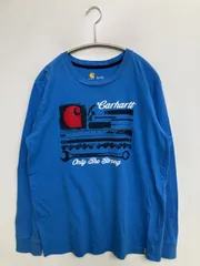 Carhartt カーハート Tシャツ/カットソー XL (18/20) ブルー 前面プリント ブランドロゴ 長袖 クルーネック(丸首)