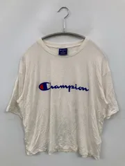 Champion チャンピオン Tシャツ/カットソー M ホワイト 無地 前面プリント ブランドロゴ ミドル丈 半袖 クルーネック(丸首)