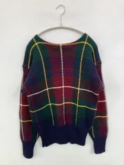 Polo by Ralph Lauren ポロバイラルフローレン ニット/セーター M レッド ウール・ニット チェック柄 ミドル丈 長袖 クルーネック(丸首)