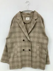 LOWRYS FARM ローリーズファーム テーラードジャケット F ベージュ チェック柄 ミドル丈 フードなし ダブル