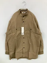 UNIQLO U ユニクロユー シャツ/ブラウス L ベージュ コットン 無地 ミドル丈 長袖 スタンドカラー