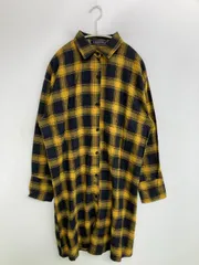 CORNERS シャツワンピース M イエロー コットン チェック柄 長袖 ひざ丈