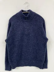 UNIQLO ユニクロ ニット/セーター S ネイビー ウール・ニット ナイロン 無地 ミドル丈 長袖 タートルネック/ハイネック