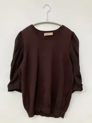 Apuweiser-riche アプワイザーリッシェ ニット/セーター 2 ブラウン ナイロン 無地 ミドル丈 半端袖 ニット クルーネック(丸首)