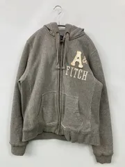 Abercrombie & Fitch アバクロンビーアンドフィッチ パーカー S グレー コットン ブランドロゴ 刺繍 ジップアップ 長袖