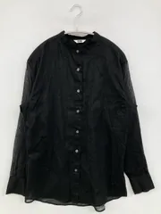 UNIQLO U ユニクロユー シャツ/ブラウス S ブラック コットン 無地 ミドル丈 長袖 スタンドカラー