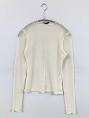 ZARA ザラ Tシャツ/カットソー USA S アイボリー 無地 長袖 クルーネック(丸首) ミドル丈