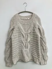 GAP ギャップ ニット/セーター S ベージュ ウール・ニット 無地 ミドル丈 ニット 長袖 クルーネック(丸首)