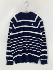 le coq sportif ルコックスポルティフ ニット/セーター L ネイビー ボーダー柄 ワンポイント ブランドロゴ ミドル丈 長袖 クルーネック(丸首)のサムネイル